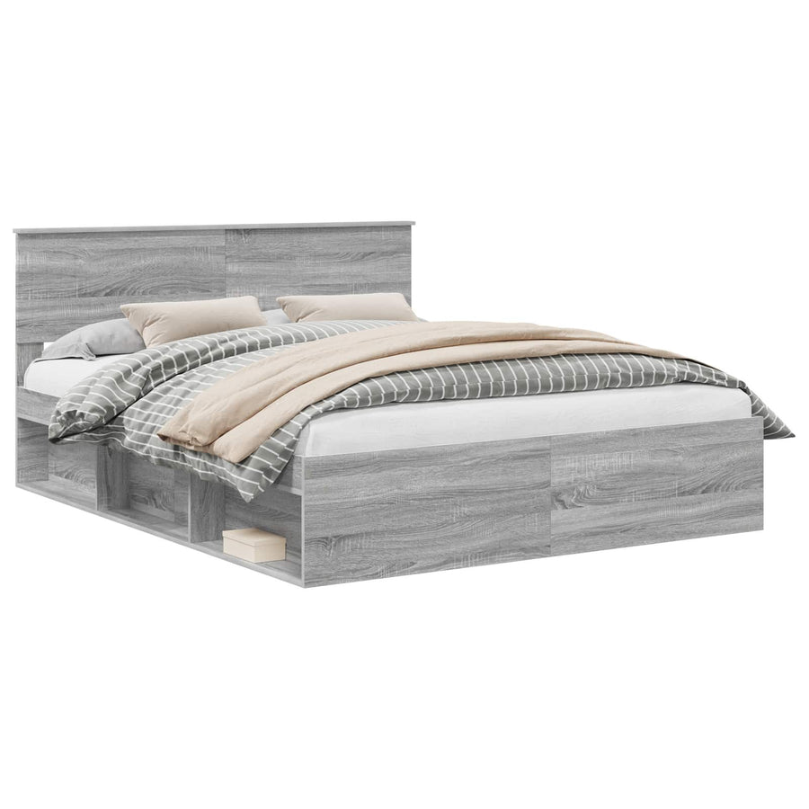 Bedframe Grijs Sonoma 160 x 200 cm Massief grenenhout