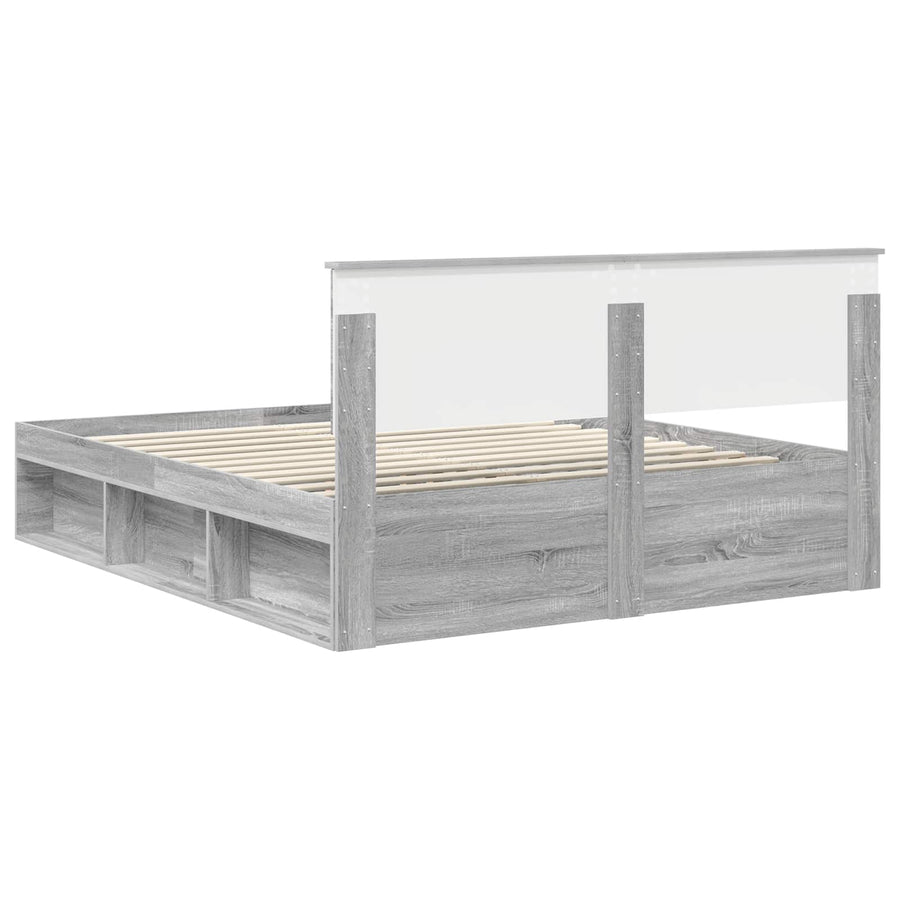 Bedframe Grijs Sonoma 160 x 200 cm Massief grenenhout