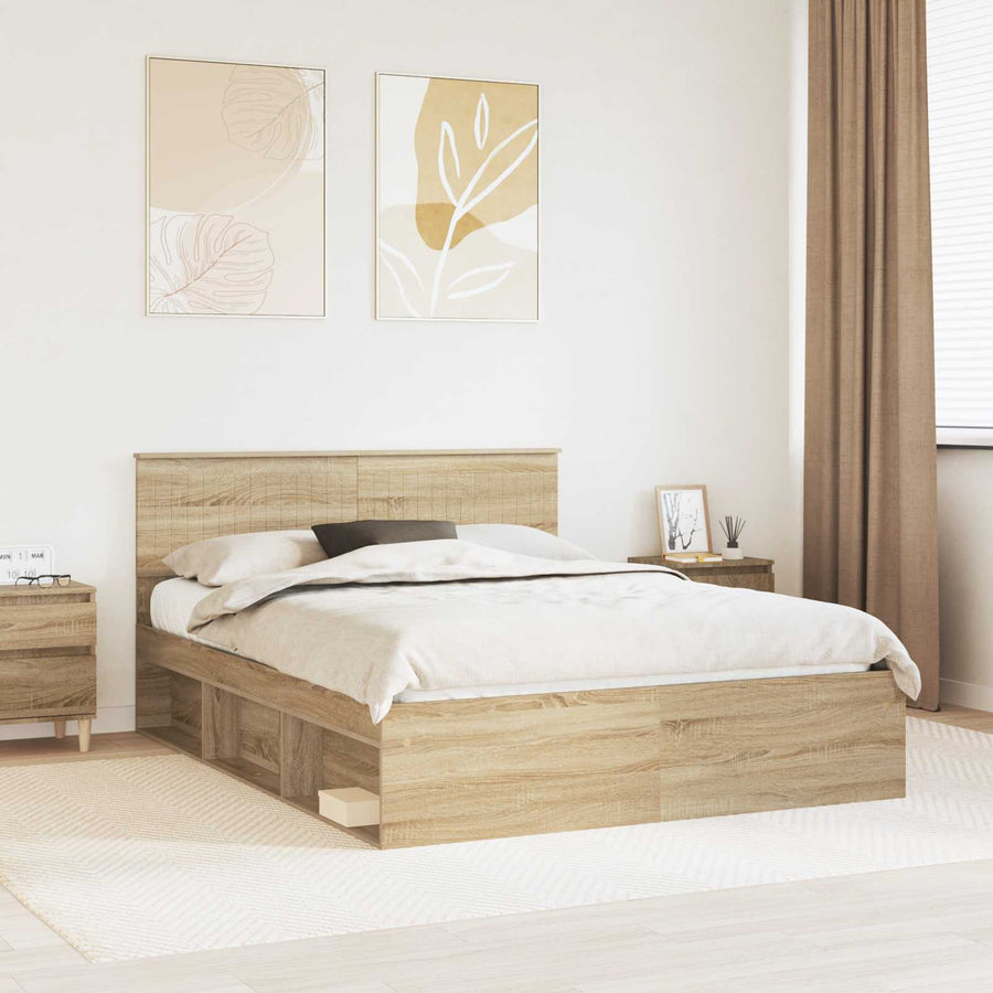 Bedframe Sonoma Eiken 150 x 200 cm Massief grenenhout