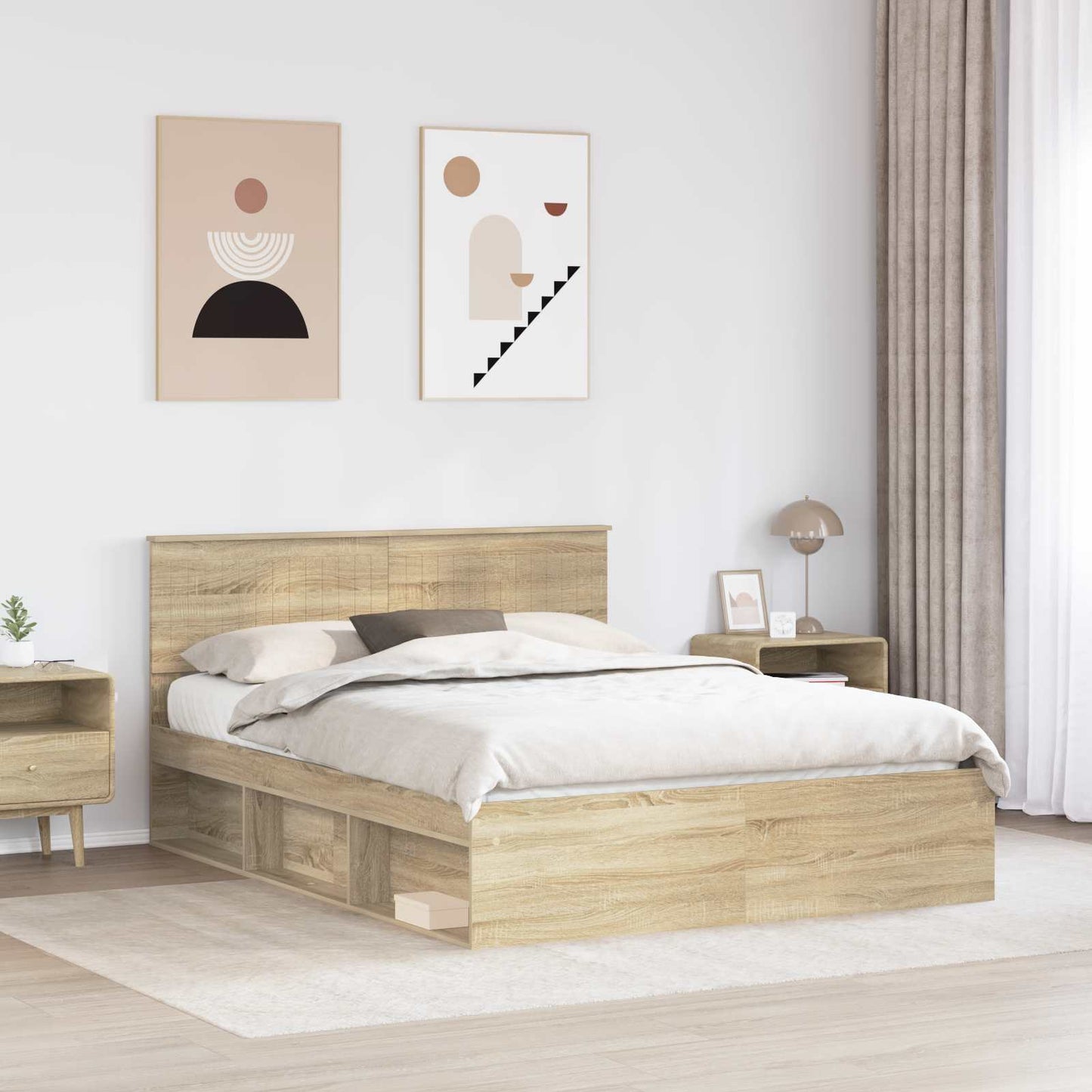Bedframe Sonoma Eiken 150 x 200 cm Massief grenenhout