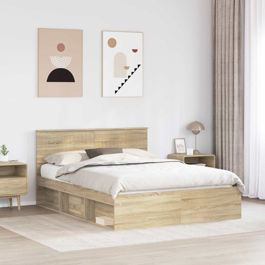 Bedframe Sonoma Eiken 150 x 200 cm Massief grenenhout