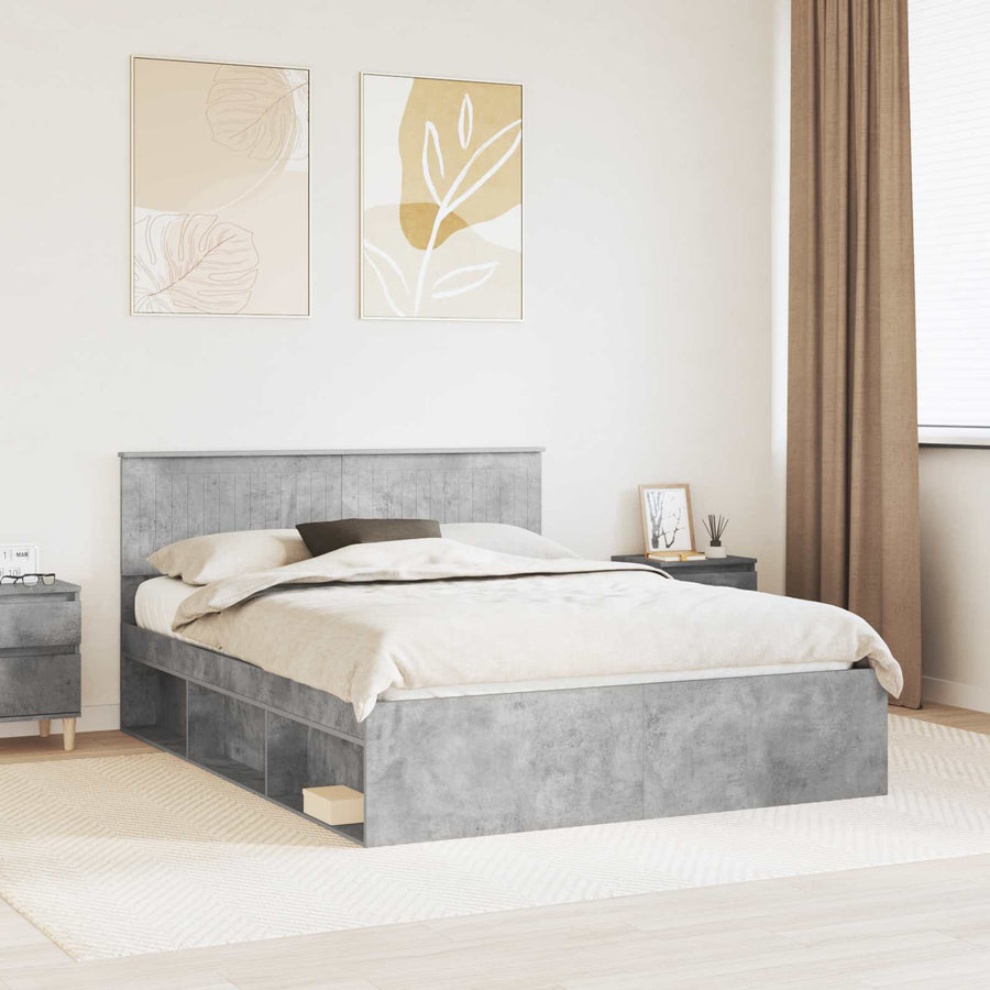 Bedframe Concerte Grijs 150 x 200 cm Massief grenenhout
