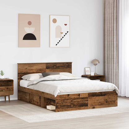 Bedframe met hoofdeinde Oudhout 150 x 200 cm Massief grenenhout