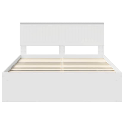 Bedframe met hoofdeinde Wit 140 x 200 cm Massief grenenhout