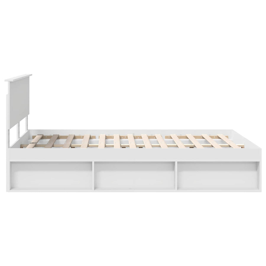 Bedframe met hoofdeinde Wit 140 x 200 cm Massief grenenhout