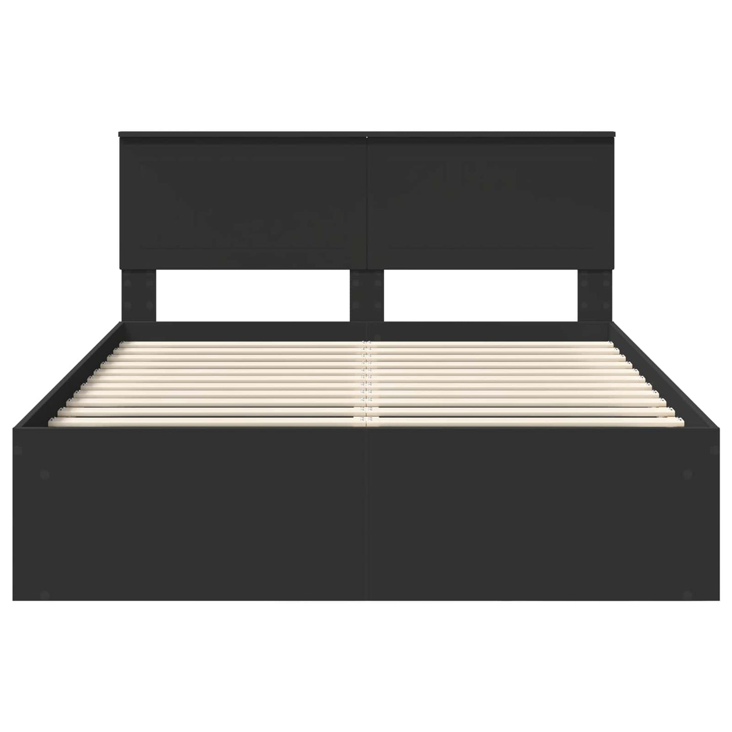 Bedframe met hoofdeinde Zwart 140 x 200 cm Massief grenenhout
