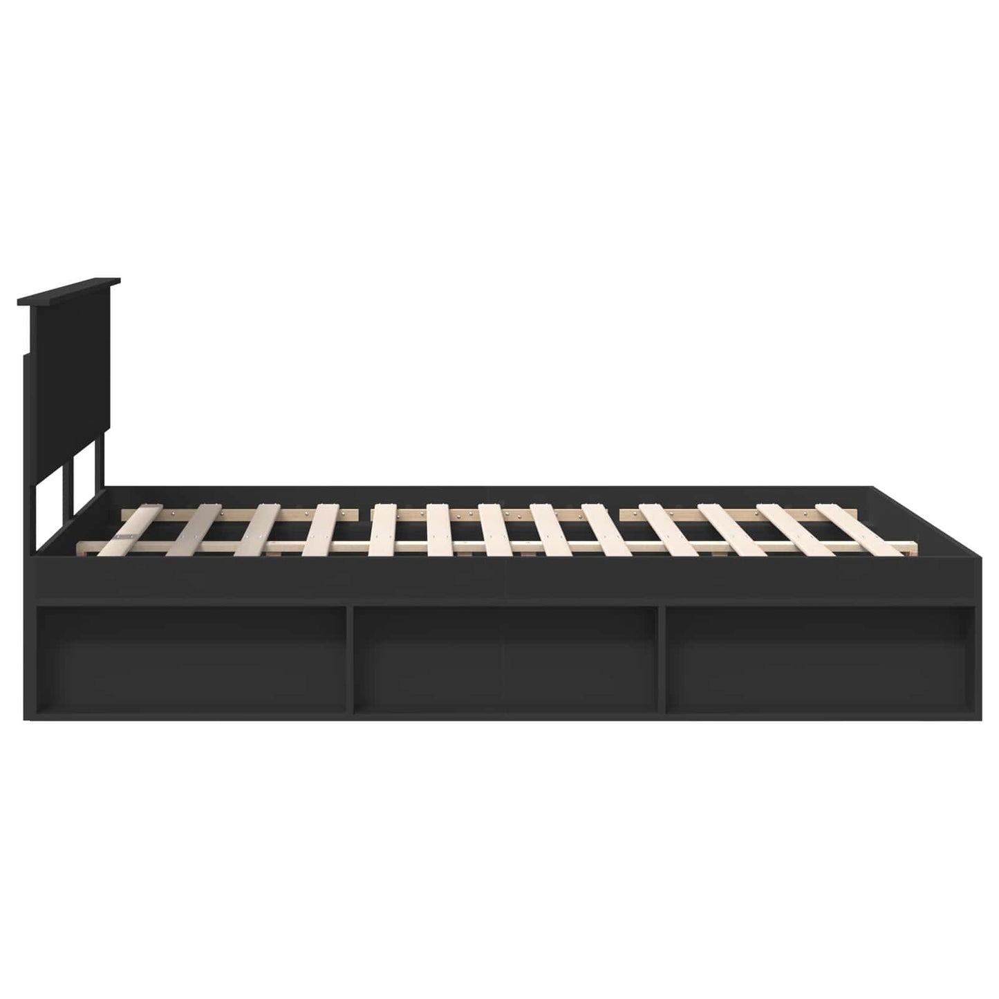 Bedframe met hoofdeinde Zwart 140 x 200 cm Massief grenenhout