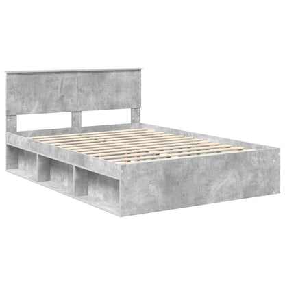 Bedframe met hoofdeinde Beton 140 x 200 cm Massief grenenhout