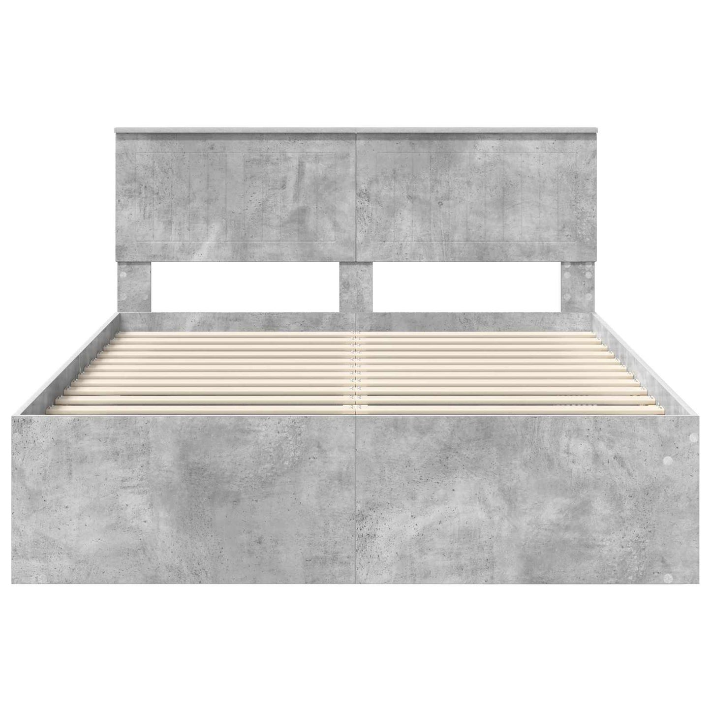 Bedframe met hoofdeinde Beton 140 x 200 cm Massief grenenhout