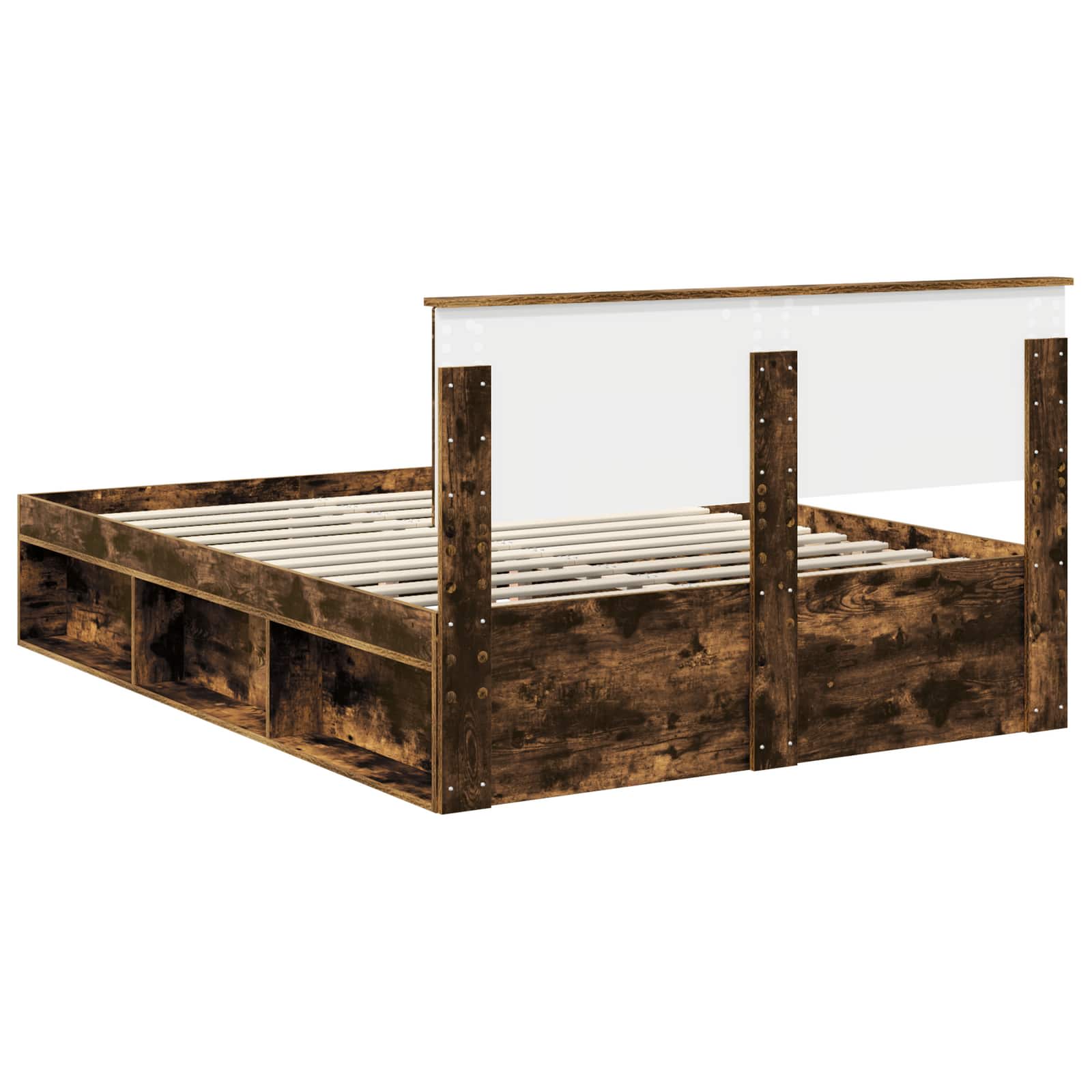 Bedframe Gerookt eiken 140 x 200 cm Massief grenenhout