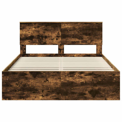 Bedframe Gerookt eiken 140 x 200 cm Massief grenenhout