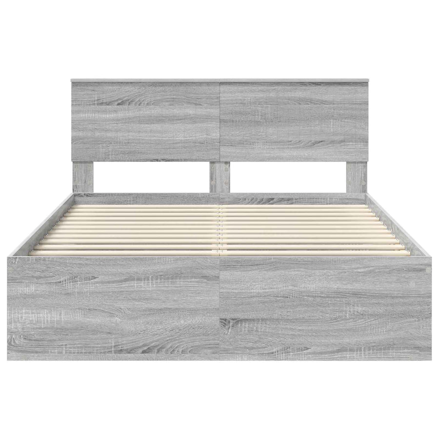 Bedframe Grijs Sonoma 140 x 200 cm Massief grenenhout