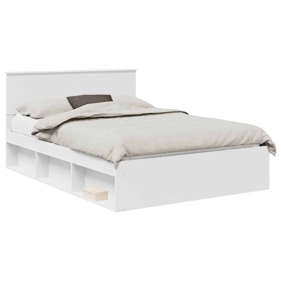 Bedframe met hoofdeinde Wit 140 x 190 cm Massief grenenhout