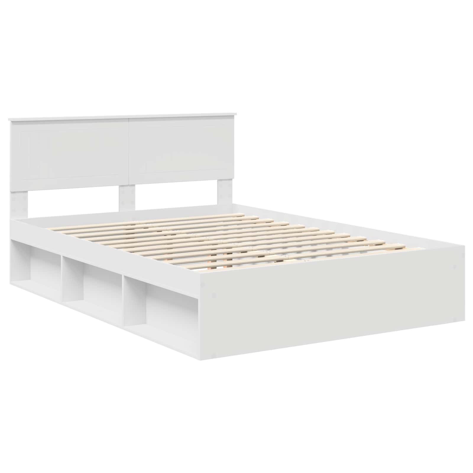 Bedframe met hoofdeinde Wit 140 x 190 cm Massief grenenhout
