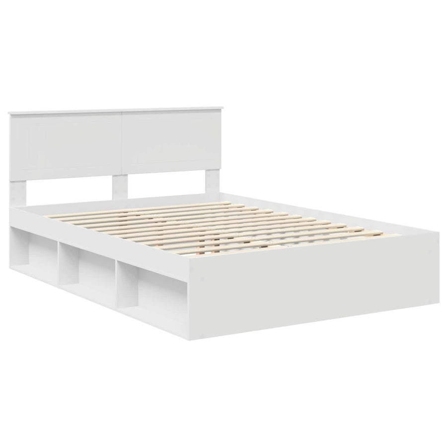 Bedframe met hoofdeinde Wit 140 x 190 cm Massief grenenhout