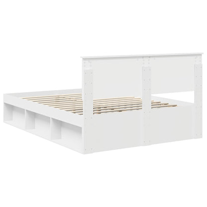 Bedframe met hoofdeinde Wit 140 x 190 cm Massief grenenhout