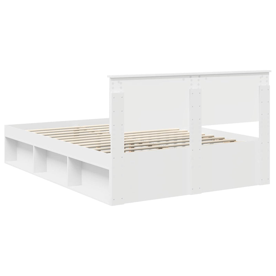 Bedframe met hoofdeinde Wit 140 x 190 cm Massief grenenhout