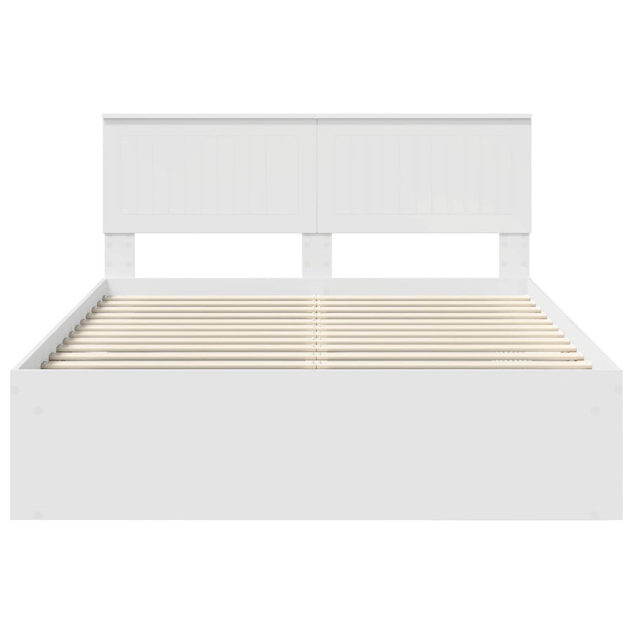 Bedframe met hoofdeinde Wit 140 x 190 cm Massief grenenhout