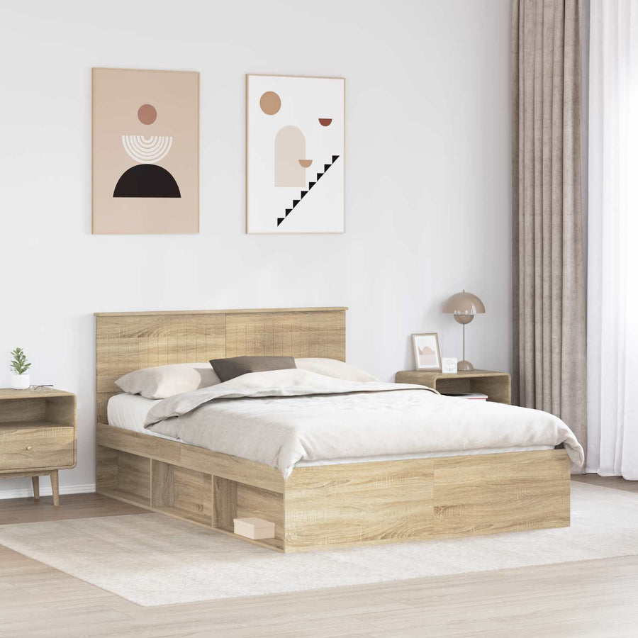 Bedframe met hoofdeinde Sonoma 140 x 190 cm Massief grenenhout
