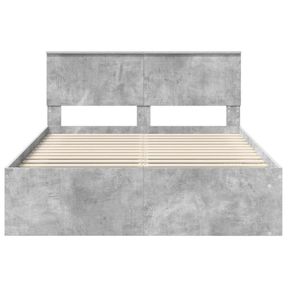 Bedframe met hoofdeinde Beton 140 x 190 cm Massief grenenhout