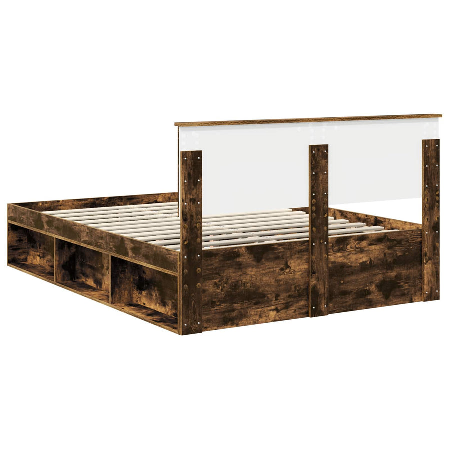 Bedframe Gerookt eiken 140 x 190 cm Massief grenenhout