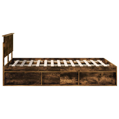 Bedframe Gerookt eiken 140 x 190 cm Massief grenenhout