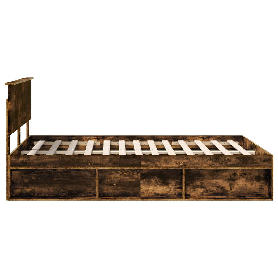 Bedframe Gerookt eiken 140 x 190 cm Massief grenenhout
