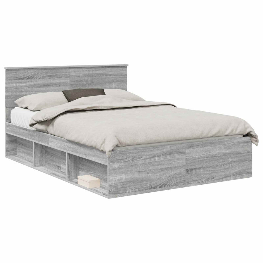 Bedframe Grijs Sonoma 140 x 190 cm Massief grenenhout