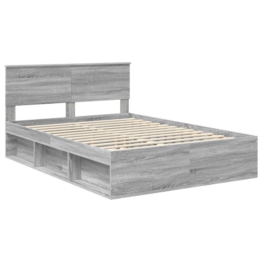 Bedframe Grijs Sonoma 140 x 190 cm Massief grenenhout