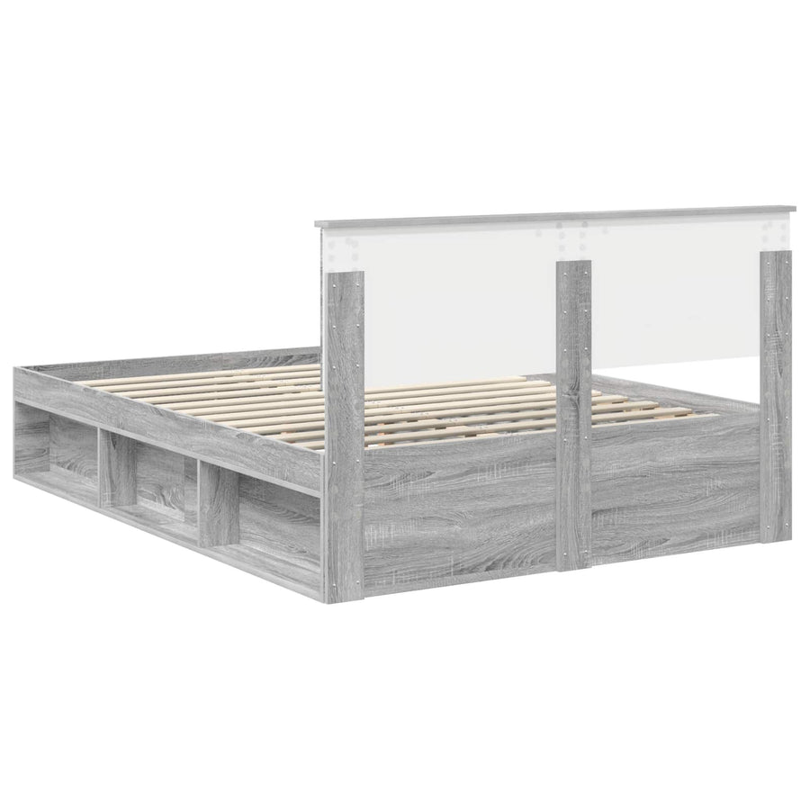 Bedframe Grijs Sonoma 140 x 190 cm Massief grenenhout
