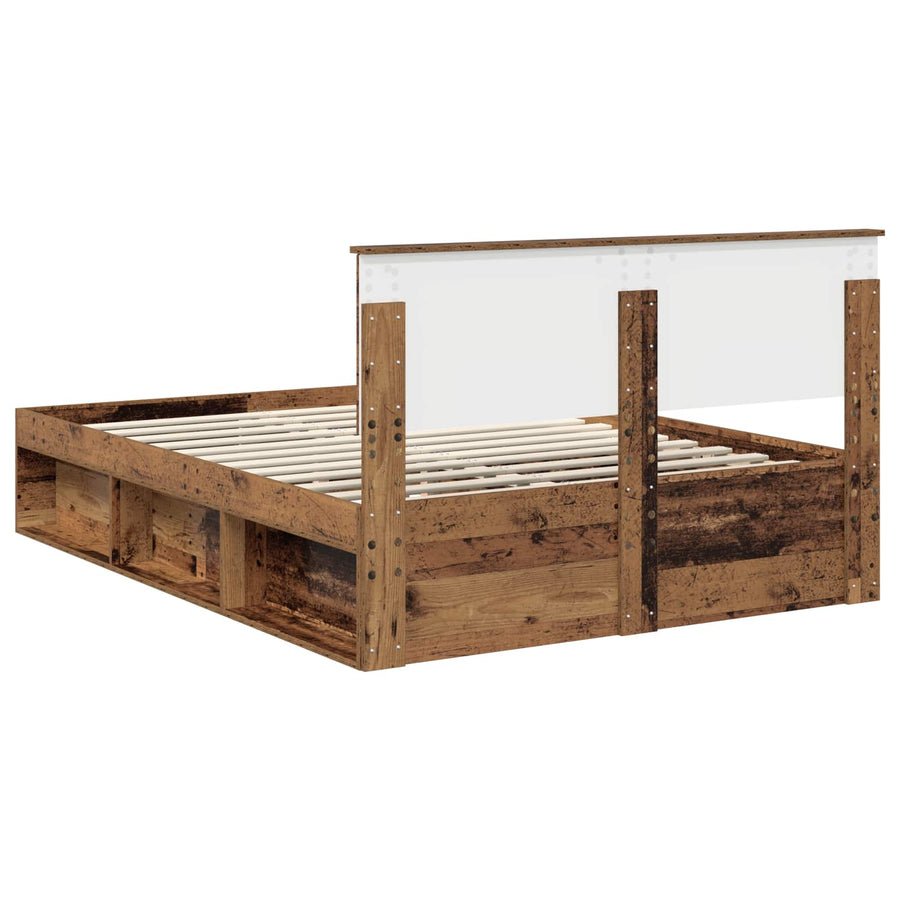 Bedframe met hoofdeinde Oudhout 140 x 190 cm Massief grenenhout