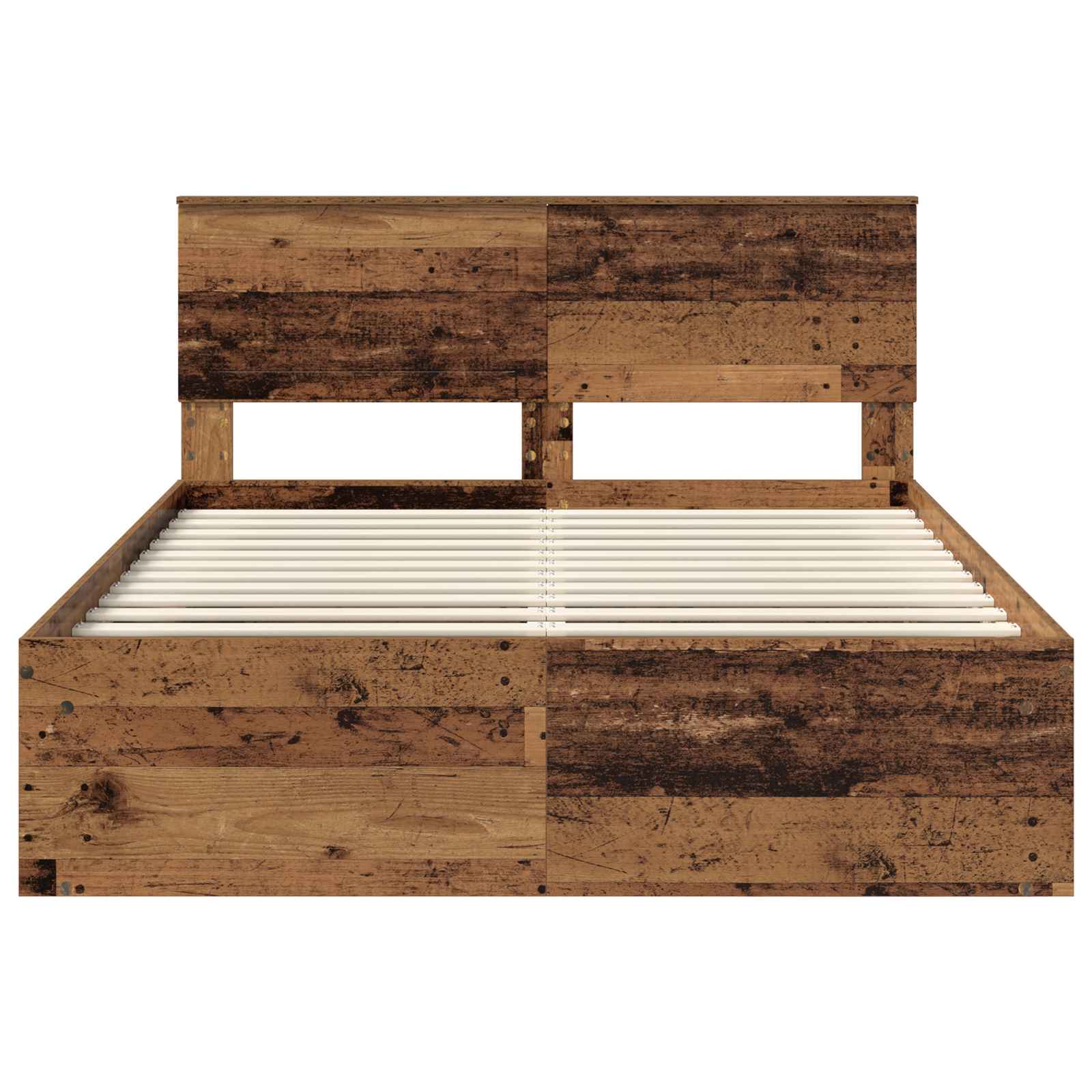 Bedframe met hoofdeinde Oudhout 140 x 190 cm Massief grenenhout