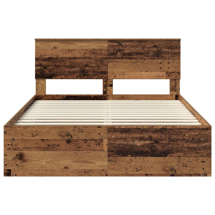 Bedframe met hoofdeinde Oudhout 140 x 190 cm Massief grenenhout