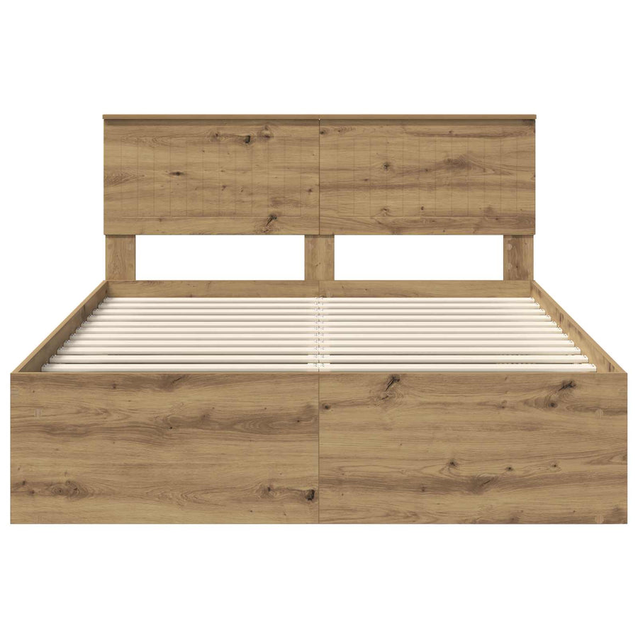 Bedframe Ambachtelijk eiken 140 x 190 cm Massief grenenhout