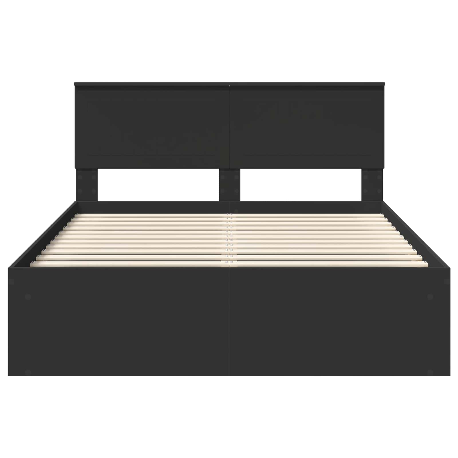 Bedframe met hoofdeinde Zwart 135 x 190 cm Massief grenenhout