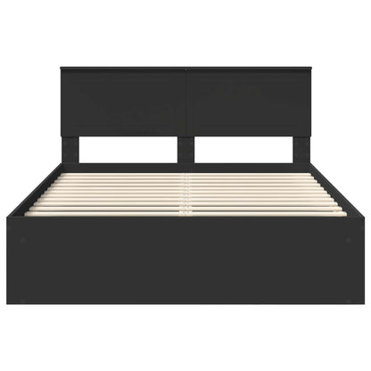 Bedframe met hoofdeinde Zwart 135 x 190 cm Massief grenenhout