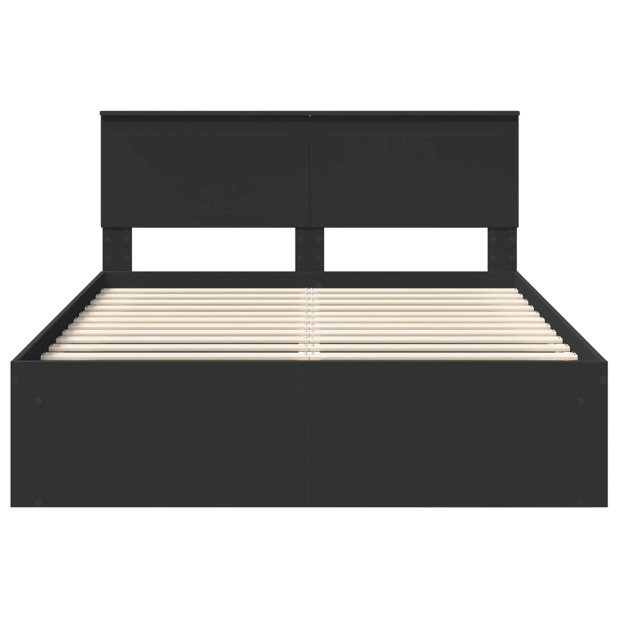 Bedframe met hoofdeinde Zwart 135 x 190 cm Massief grenenhout