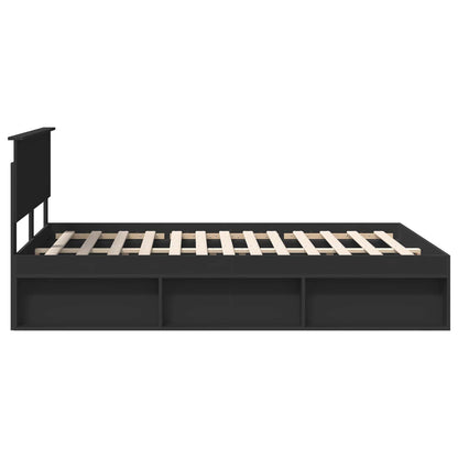 Bedframe met hoofdeinde Zwart 135 x 190 cm Massief grenenhout