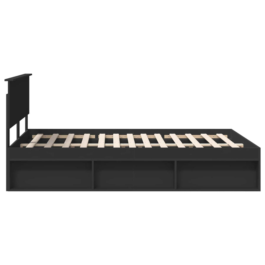 Bedframe met hoofdeinde Zwart 135 x 190 cm Massief grenenhout