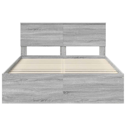 Bedframe Grijs Sonoma 135 x 190 cm Massief grenenhout