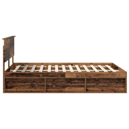 Bedframe met hoofdeinde Oudhout 135 x 190 cm Massief grenenhout