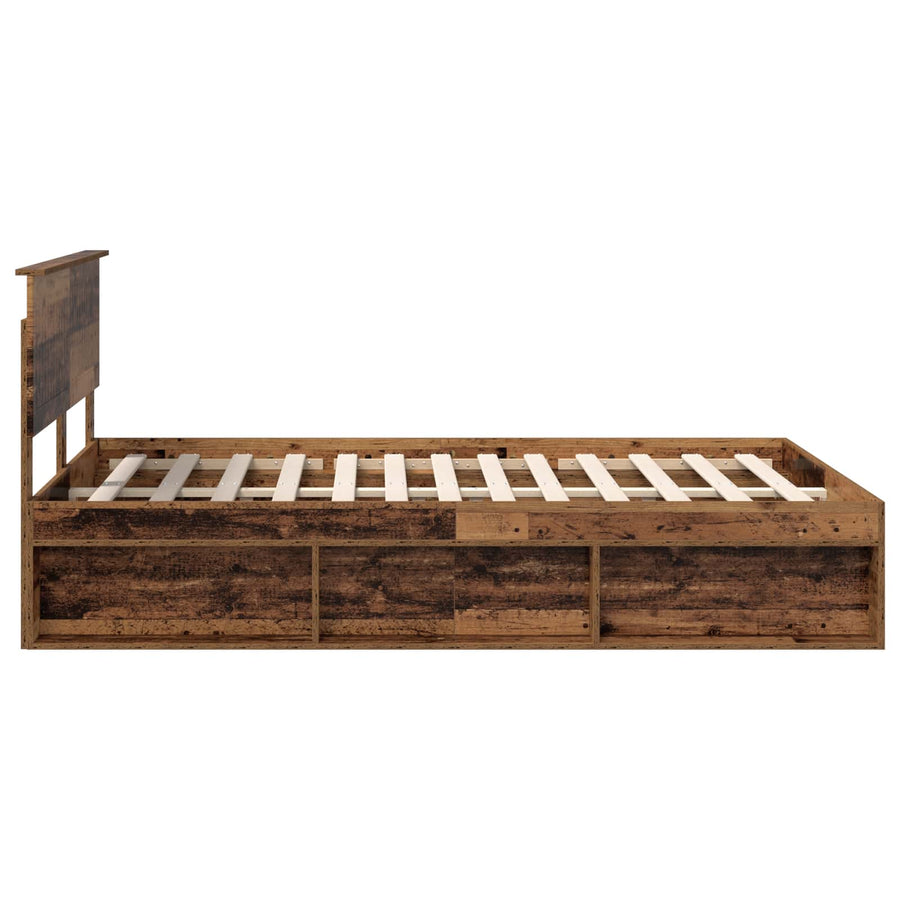 Bedframe met hoofdeinde Oudhout 135 x 190 cm Massief grenenhout