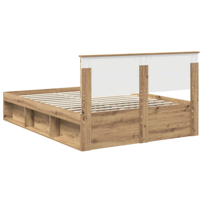 Bedframe Ambachtelijk eiken 135 x 190 cm Massief grenenhout