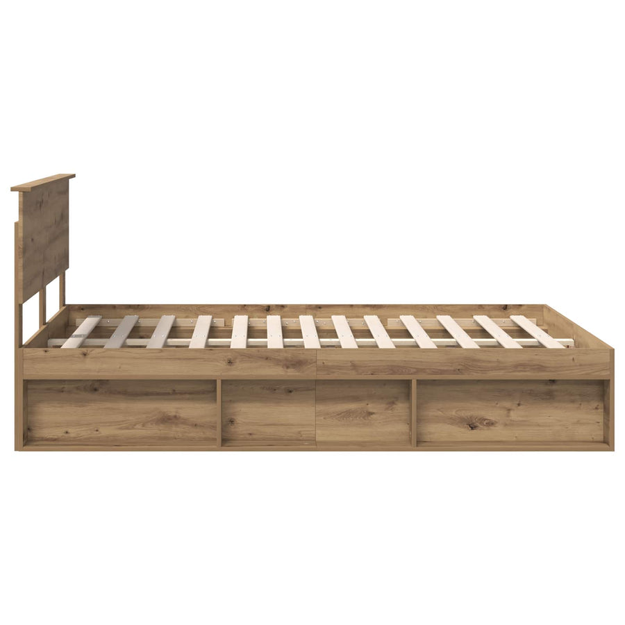Bedframe Ambachtelijk eiken 135 x 190 cm Massief grenenhout