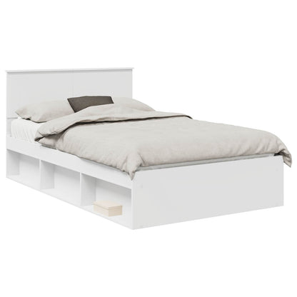 Bedframe met hoofdeinde Wit 120 x 200 cm Massief grenenhout