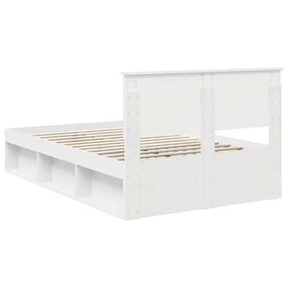 Bedframe met hoofdeinde Wit 120 x 200 cm Massief grenenhout