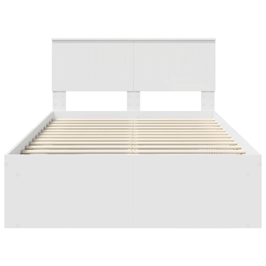 Bedframe met hoofdeinde Wit 120 x 200 cm Massief grenenhout