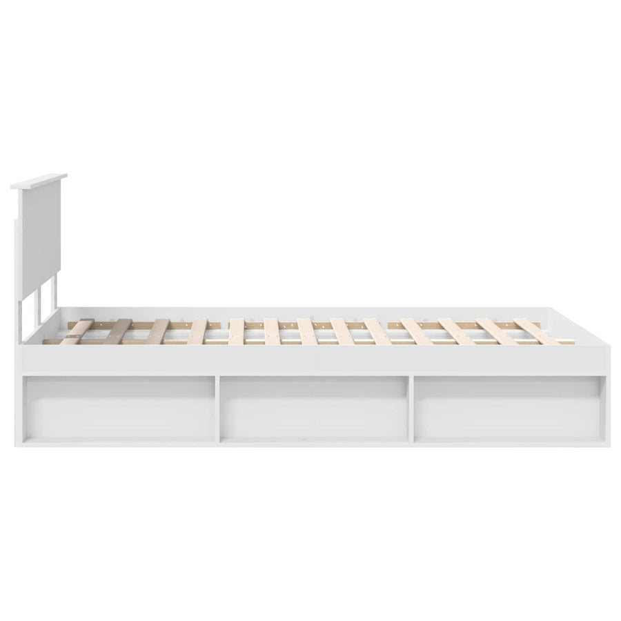 Bedframe met hoofdeinde Wit 120 x 200 cm Massief grenenhout