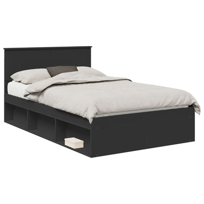 Bedframe met hoofdeinde Zwart 120 x 200 cm Massief grenenhout