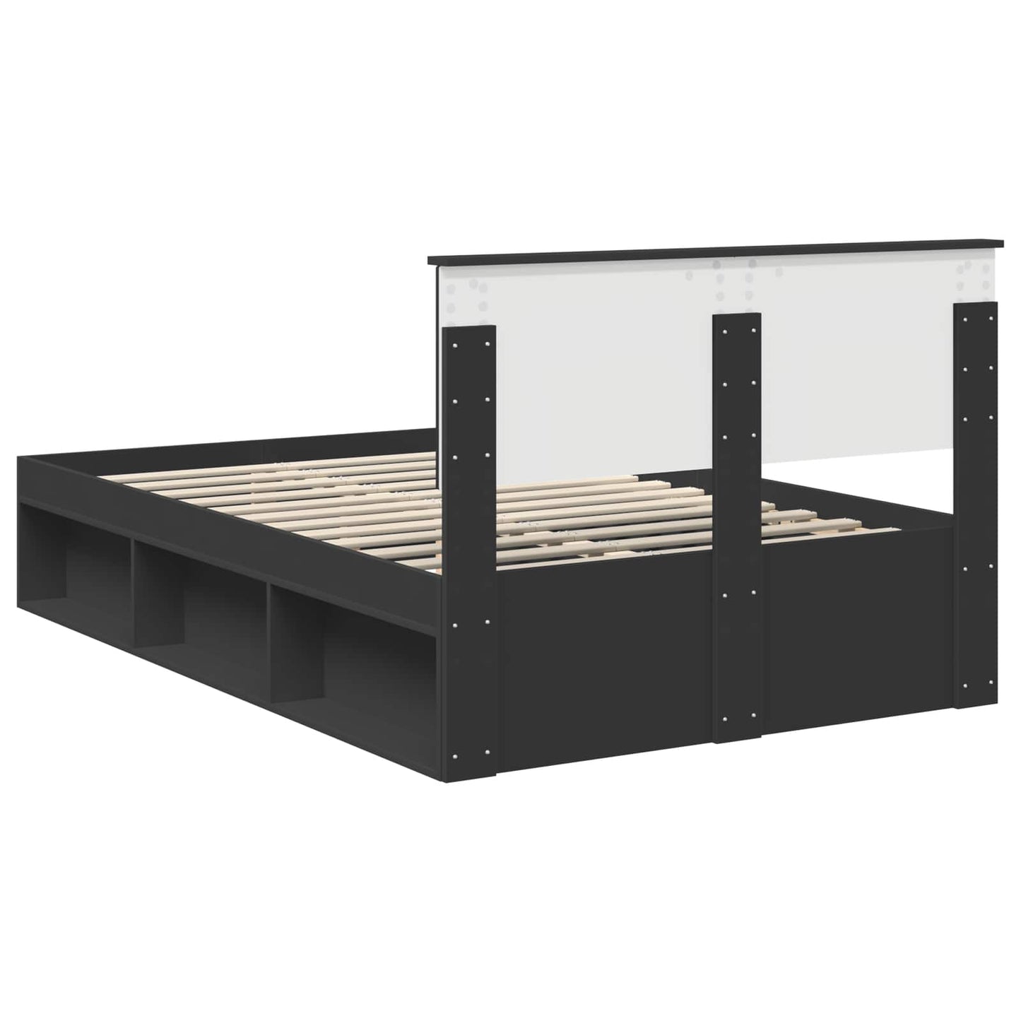 Bedframe met hoofdeinde Zwart 120 x 200 cm Massief grenenhout